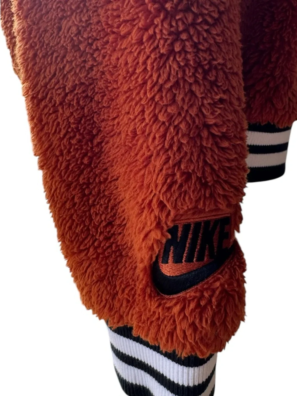 Nike Women's Orange & White Sherpa Bomber Jacket Size Large